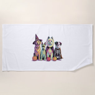 Halloween Brush Squad Dog Beach Towel