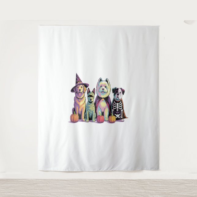 Halloween Brush Squad Dog Tapestry (Front)
