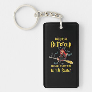 Halloween Buckle Up Buttercup Witch Switch Key Ring
