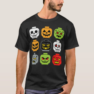 Halloween Building Brick Head Adult Men Youth Boy  T-Shirt