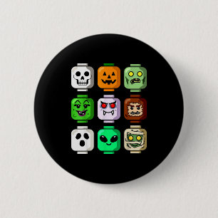Halloween Building Brick Head Pumpkin Ghost Zombie 6 Cm Round Badge