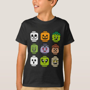 Halloween Building Brick Head Pumpkin Ghost Zombie T-Shirt