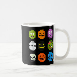 Halloween Building Brick Heads Pumpkin Zombie Ghos Coffee Mug