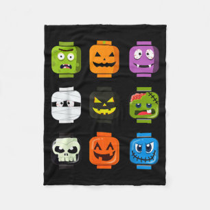 Halloween Building Brick Heads Pumpkin Zombie Ghos Fleece Blanket