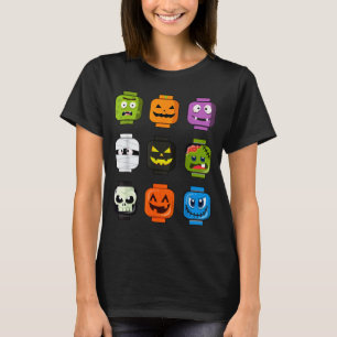 Halloween Building Brick Heads Pumpkin Zombie Ghos T-Shirt