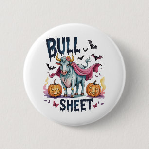 Halloween Bull Sheet,Funny Ghost Cow 6 Cm Round Badge