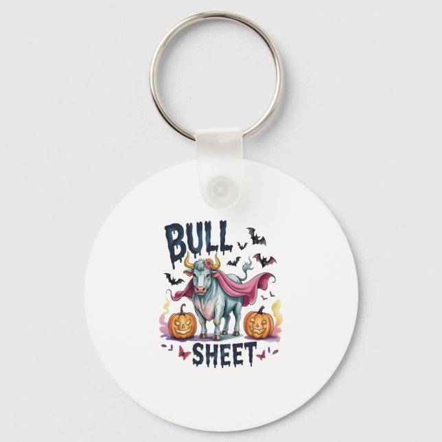 Halloween Bull Sheet,Funny Ghost Cow Key Ring (Front)