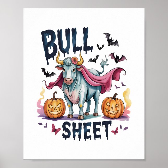 Halloween Bull Sheet,Funny Ghost Cow Poster (Front)