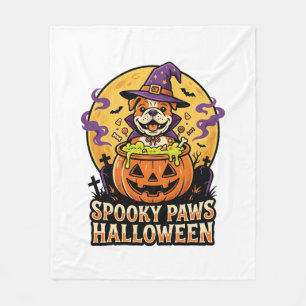 Halloween Bulldog Pumpkin Night Fleece Blanket