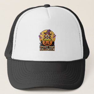 Halloween Bulldog Pumpkin Night Trucker Hat