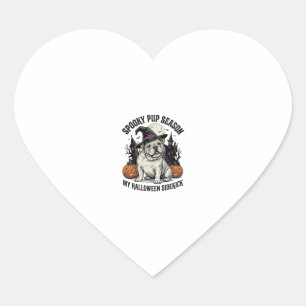 Halloween Bulldog Shirt Cute Witch Dog Vintage Gra Heart Sticker