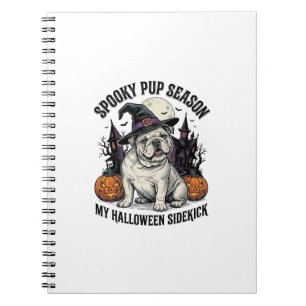 Halloween Bulldog Shirt Cute Witch Dog Vintage Gra Notebook