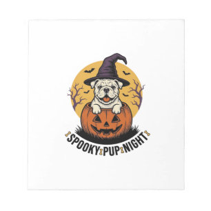Halloween Bulldog Shirt With Vintage Pumpkin Dog A Notepad