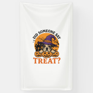 Halloween Bulldog Witch Dog Treat Vintage Shirt De Banner
