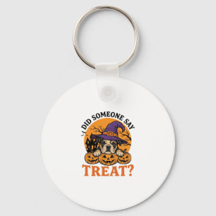 Halloween Bulldog Witch Dog Treat Vintage Shirt De Key Ring