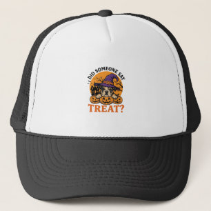 Halloween Bulldog Witch Dog Treat Vintage Shirt De Trucker Hat