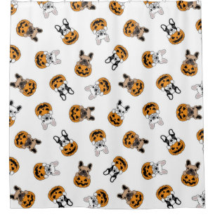 Halloween Bulldogs Pattern Shower Curtain