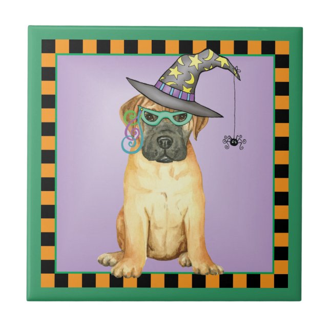 Halloween Bullmastiff Ceramic Tile (Front)