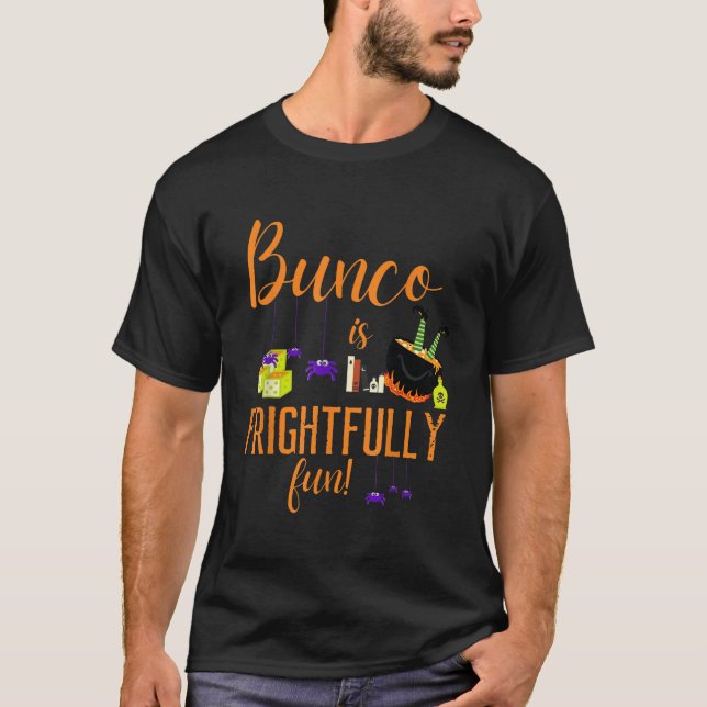 Halloween Bunco is Frightfully Fun Spooky Spiders T-Shirt (Front)