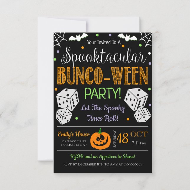 Halloween Bunco Party Invitation (Front)
