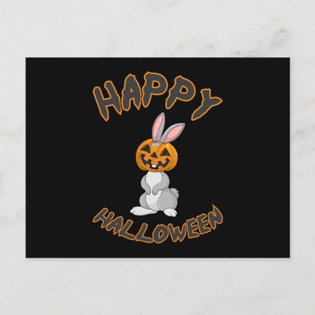 Halloween Bunny Rabbit Pumpkin Horror Gift Idea Postcard (Front)