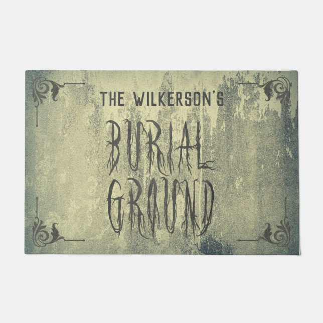 Halloween Burial Ground Concrete Stone Design Doormat (Front)