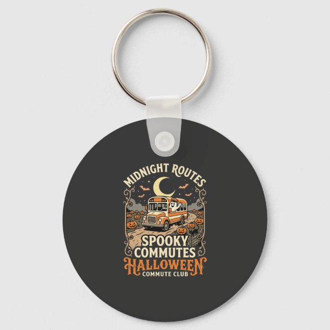 Halloween Bus Driver Midnight Route Key Ring (Front)