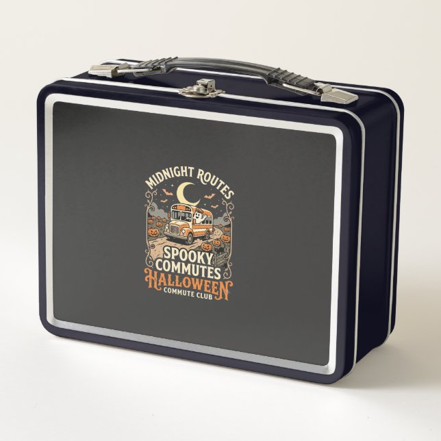 Halloween Bus Driver Midnight Route Metal Lunch Box (Front)