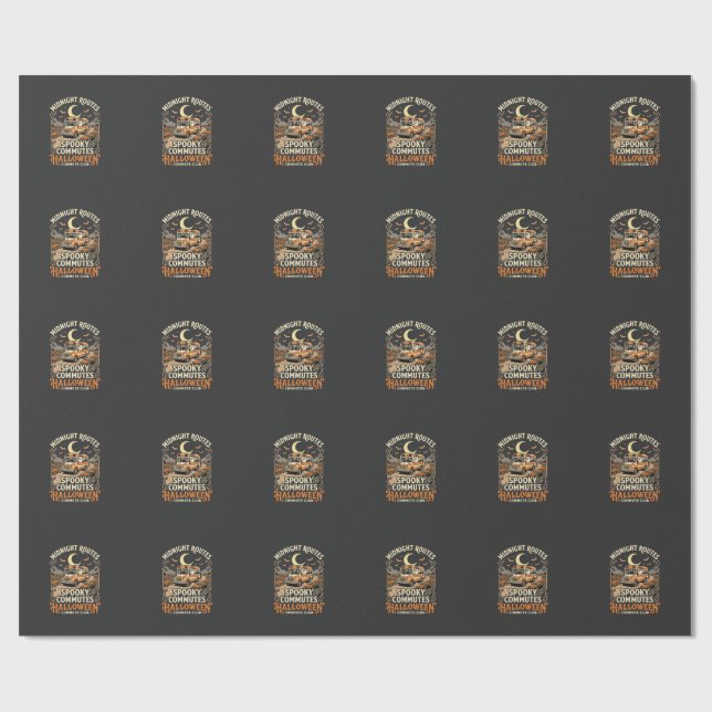 Halloween Bus Driver Midnight Route Wrapping Paper (Flat)