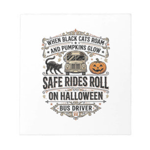 Halloween Bus Driver Spooky Vintage Engraving Shir Notepad