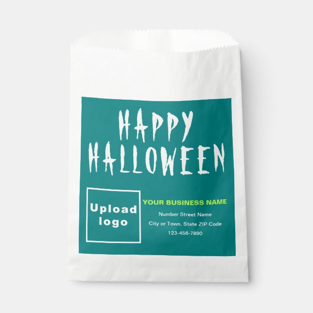 Halloween Business Teal Green Background Paper Bag (Front)