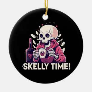 halloween but its skelly time ceramic tree decoration