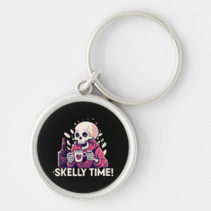 halloween but its skelly time key ring