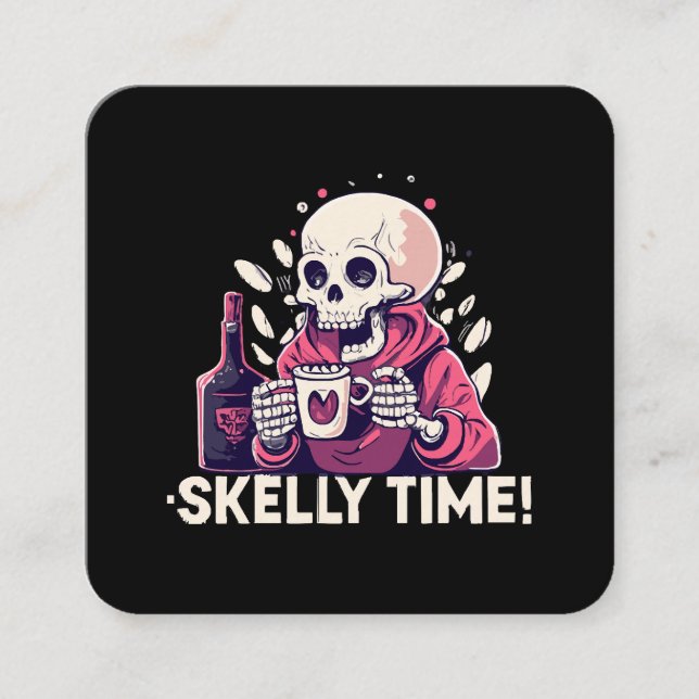 halloween but its skelly time square business card (Front)