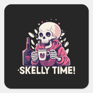 halloween but its skelly time square sticker