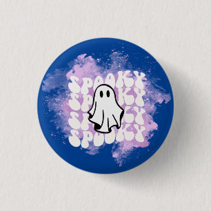Halloween Buttons, Spooky Print White Sheet Ghost 3 Cm Round Badge