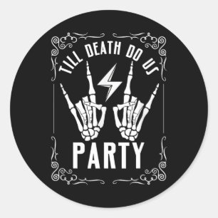 Halloween Bychelorette Till Death Do Us Party Skel Classic Round Sticker