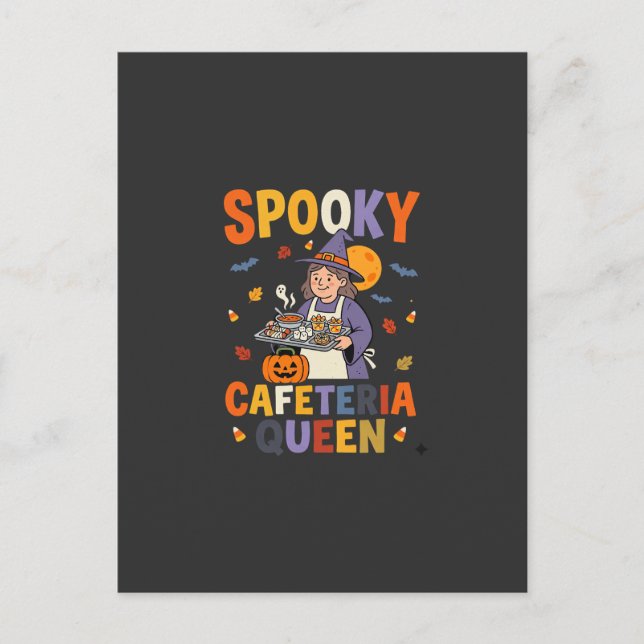 Halloween Cafeteria Queen Postcard (Front)