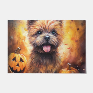 Halloween Cairn Terrier With Pumpkins Scary  Doormat