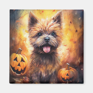 Halloween Cairn Terrier With Pumpkins Scary  Magnet