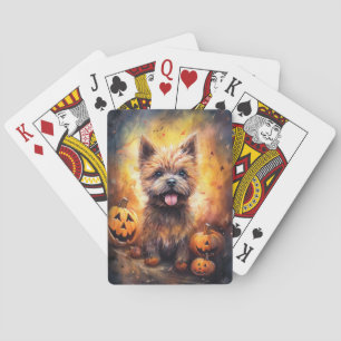 Halloween Cairn Terrier With Pumpkins Scary  Playing Cards