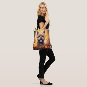 Halloween Cairn Terrier With Pumpkins Scary  Tote Bag