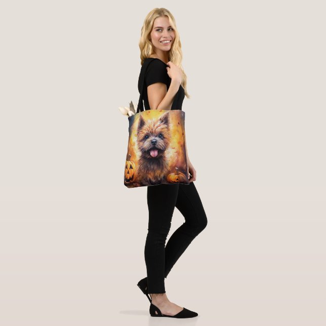 Halloween Cairn Terrier With Pumpkins Scary  Tote Bag (On Model)