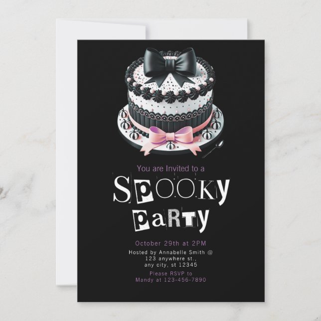 Halloween Cake Cute Modern Minimalist Halloween Invitation (Front)