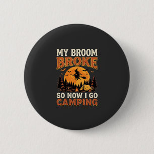 Halloween Camping Broom Vintage Horror Design 6 Cm Round Badge