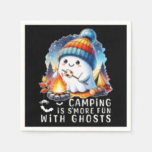 Halloween Camping is S'more Fun With Ghosts Black Napkin