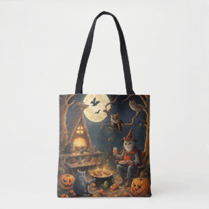 Halloween Camping Trip in the woods Tote Bag