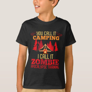 Halloween Camping Zombie Apocalypse Training Fun  T-Shirt