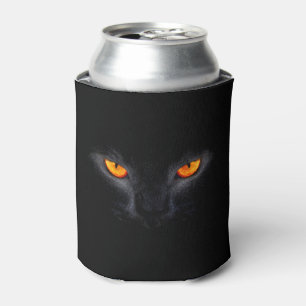 Halloween Can Cooler/Black Cat with Orange Eyes Can Cooler