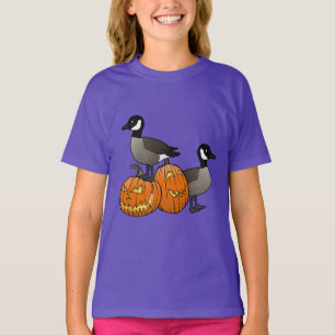 Halloween Canada Geese Birds with Jack-o-lanterns T-Shirt